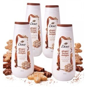 4 Dove Gingerbread Delight‎ Body Wash, Limited Edition Holiday 20 oz